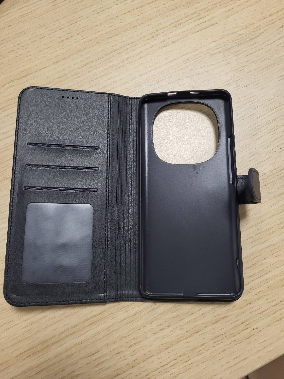 274533 - WAURZ Mbrojtëse Portofol për Xiaomi Redmi Note 15 4G/5G, me Kthesë dhe Mbajtëse Kartash, Qese Lëkure, e zezë