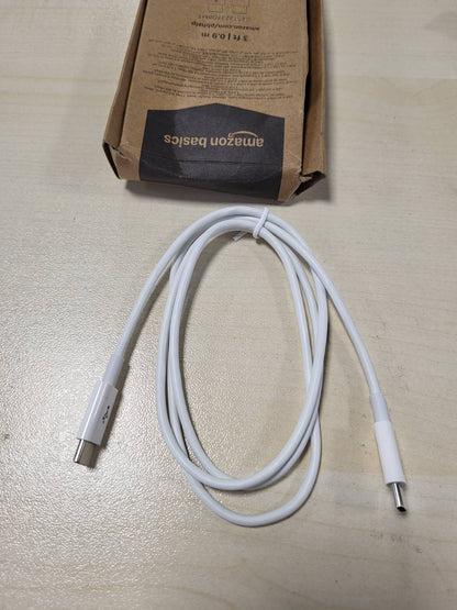 274587 - AMAZON BASICS Kabllo karikimi të shpejtë USB-C në USB-C, shpejtësi transferimi 480 Mbps, i çertifikuar USB-IF, për Apple iPhone 16/15, iPad, MacBook, Samsung Galaxy, tableta, laptopë, 0.9 m, i bardhë