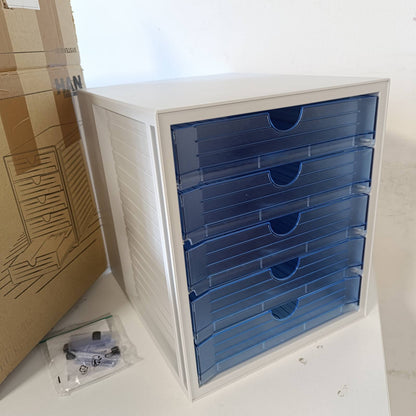 273330 - HAN SYSTEMBOX Njësi sirtari me 5 sirtarë, për tavolinë ose dollap, 1450-64, gri e çelët/blu e tejdukshme