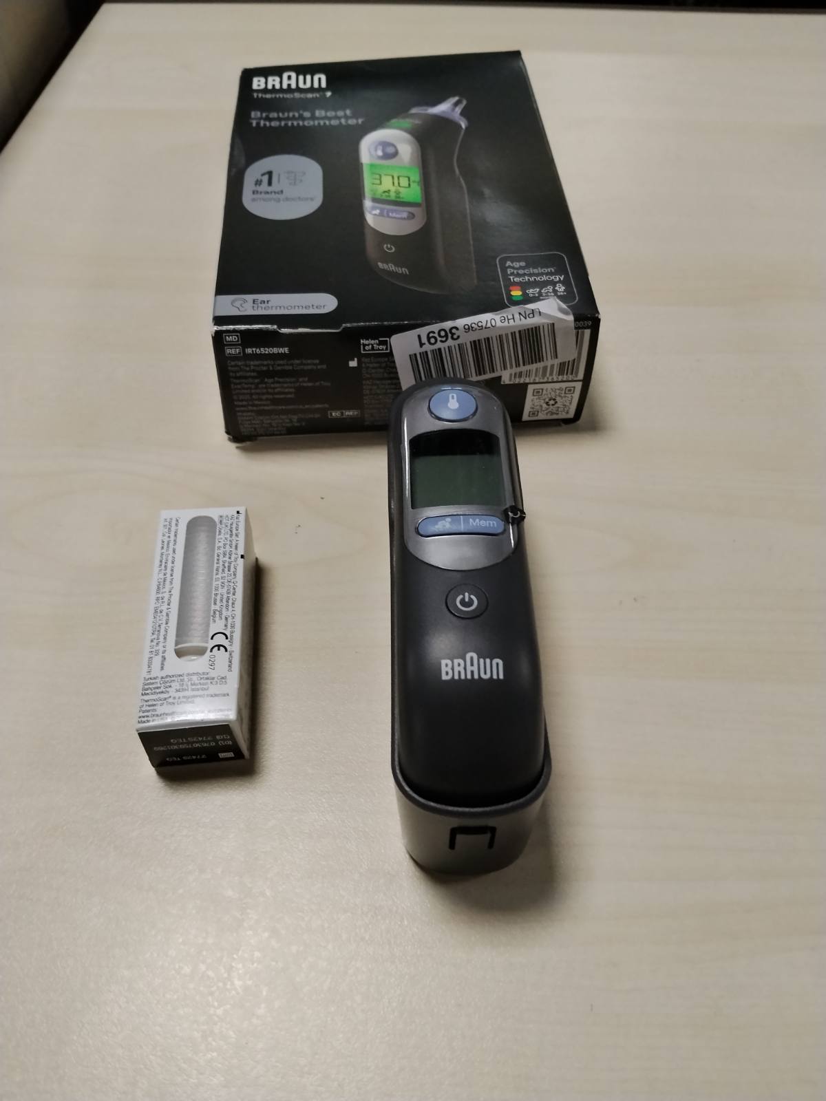 301756 - BRAUN Termometër veshi ThermoScan 7, Teknologjia e saktësisë së moshës, ekran dixhital me kodim ngjyrash, i përshtatshëm për foshnjat dhe fëmijët e vegjël