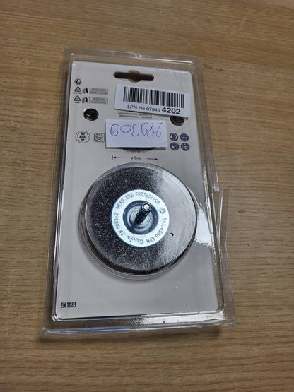 289309 - KWB Furçë me disk e bërë nga tela çeliku inox - Ø 75 mm për metal dhe gur - Furçë teli për shpim me boshtin gjashtëkëndor E6.3