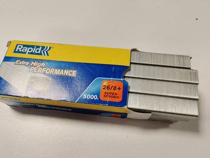 299807 - Kapëse të Shpejta Kapëse Super të Forta Nr. 26, Gjatësi 8.5 mm, 5000 Kapëse, Kapëse deri në 60 fletë, Tel çeliku i galvanizuar, 24862200