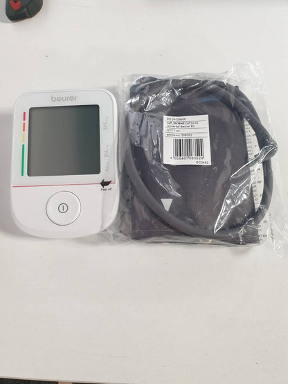296862 - BEURER Monitor tensioni i gjakut BM 38 për krahun e sipërm, funksionim me një buton, matje e butë, zbulim i aritmisë, manshetë, transferim të dhënash në Apple Health, i bardhë