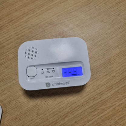 288730 - SMARTWARES Detektor i monoksidit të karbonit FGA-13041, sensor 10-vjeçar, vlerësim 1.5, me ekran dhe buton testimi
