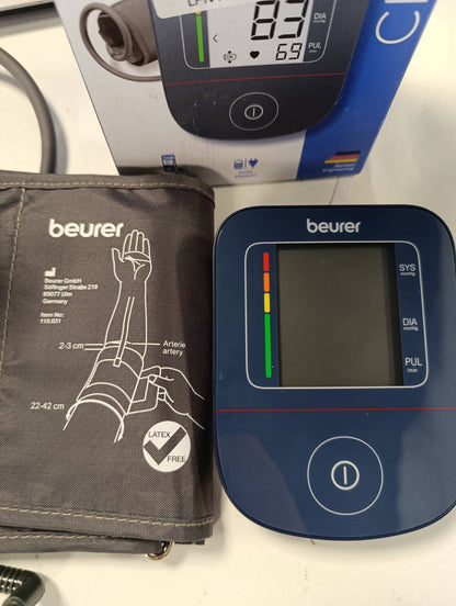 297090 - BEURER Monitor tensioni i gjakut BM 25, për krahun e sipërm, matje e saktë, me port USB-C, manshetë, blu