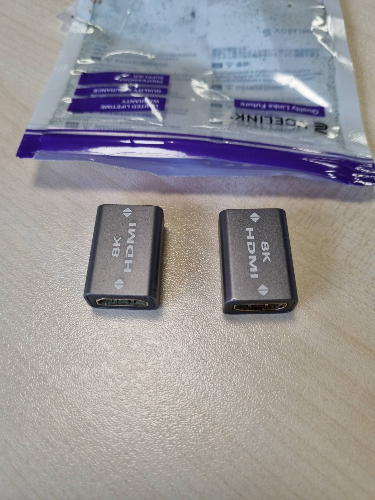 274469 - VCELINK Adaptues për çiftëzues HDMI 8K 2.1, Kabllo zgjatues HDMI femër në femër, Mbështet 8K @60Hz, 4K, 2K, 1080P, UHD, HDR, ARC, Pako me 2 copë