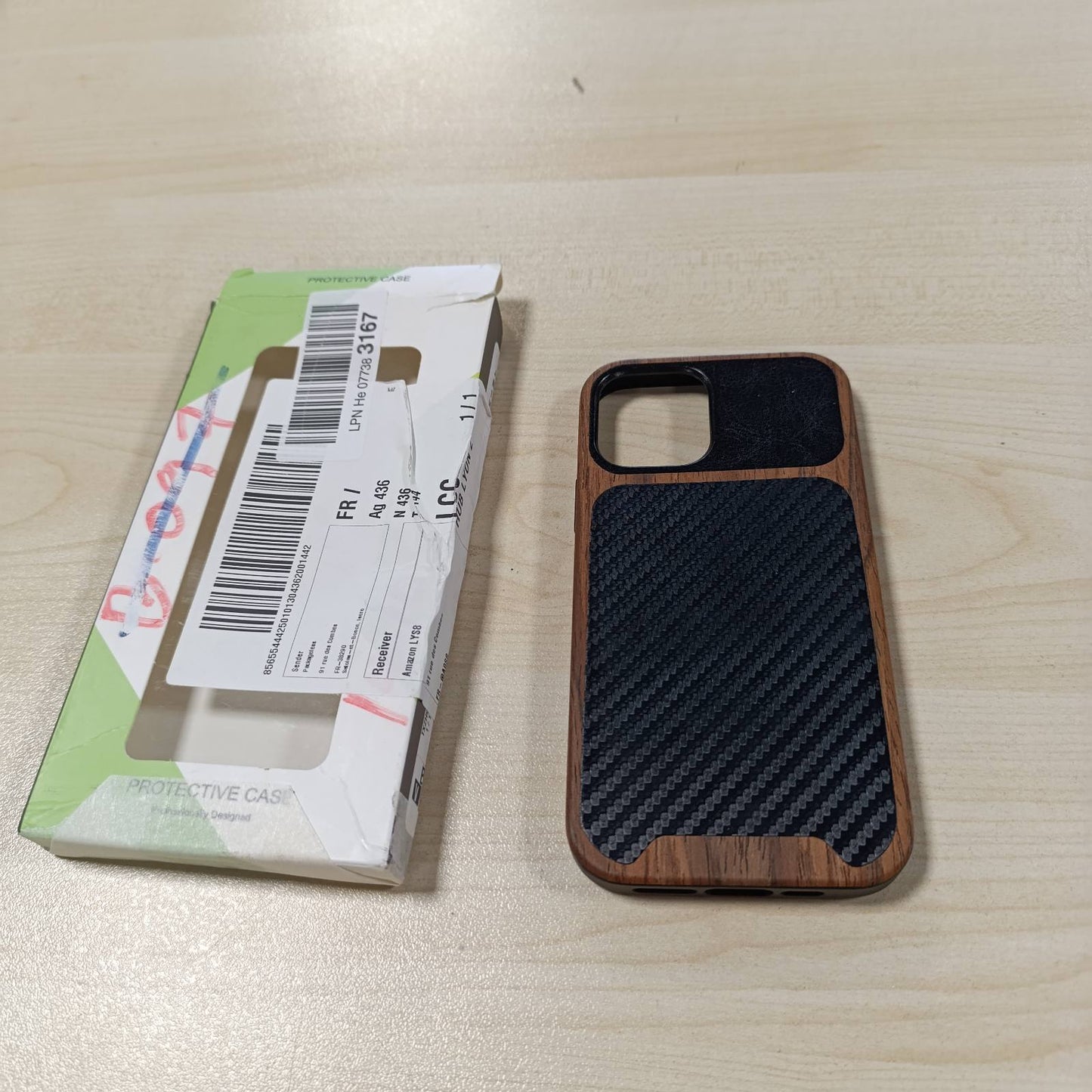 269042 - ZZDZZ - Mbështjellëse Magnetike për iPhone 12 Pro/iPhone 12, Mbrojtëse prej Druri dhe Lëkure, E Zezë