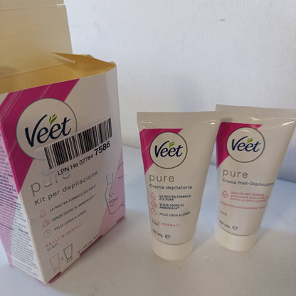 275916 - VEET Kit për heqjen e qimeve të fytyrës dhe mustaqeve - Krem depilues për lëkurë normale, 50 ml + Krem pas depilimit, 50 ml, Testuar dermatologjikisht
