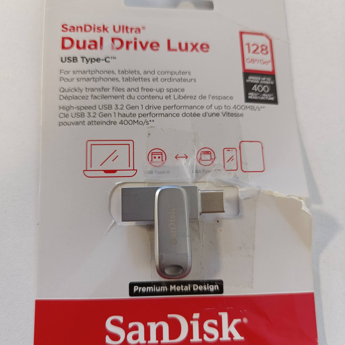 320064 - SANDISK Ultra 128 GB, Dy Disqe Luxe Type-C, 150 MB/s, USB 3.1 Gen 1