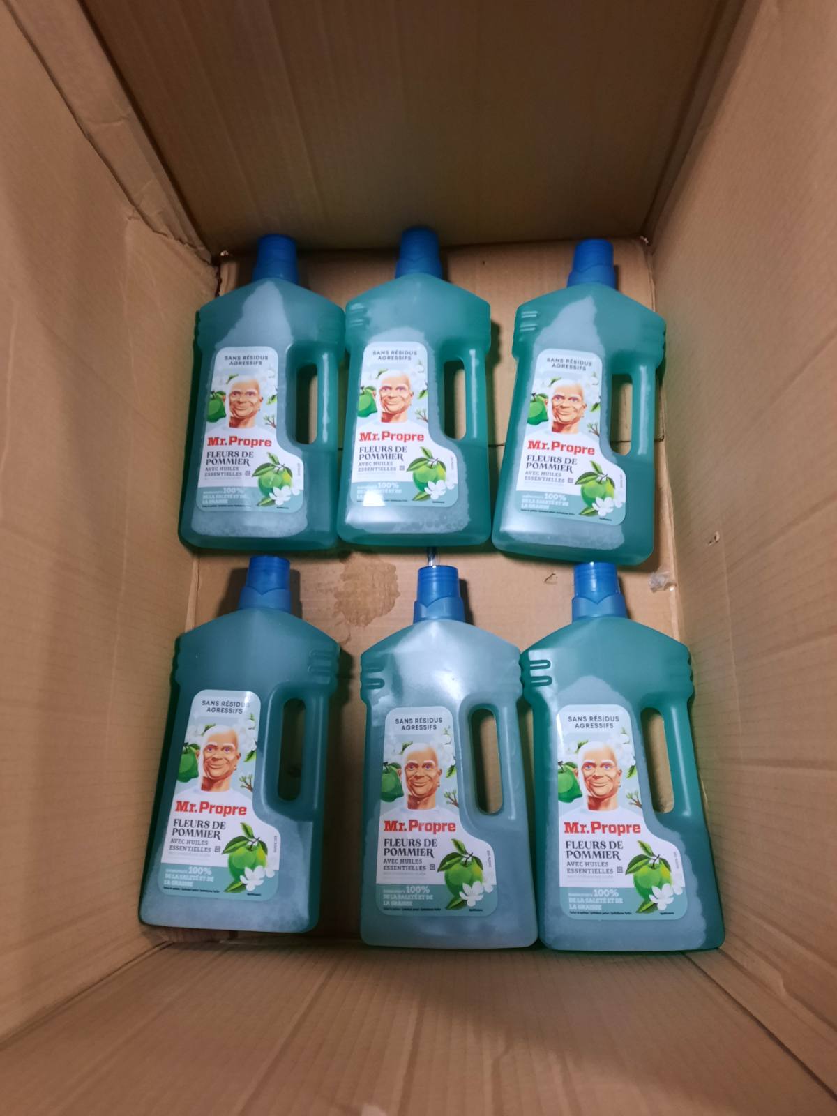 275508 - MR. CLEAN Pastrues dyshemeje shumëfunksional - Madhësi e madhe (1L x 6), me aromë lulesh molle, largon deri në 99.9% të yndyrës dhe papastërtisë