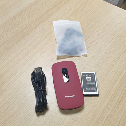 319561 - PANASONIC Telefon KX-TU446EXR me palosje, pa kontratë, buton thirrjesh emergjente SOS, amplifikator zëri, butona të mëdhenj, ekran i madh, numra të mëdhenj, blic, ekran me ngjyra 2.4 inç, i kuq