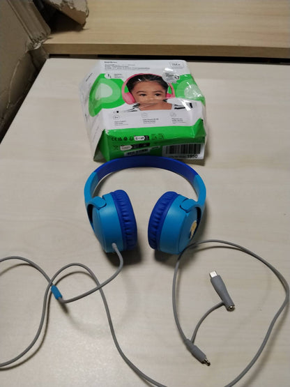 310149 - BELKIN Kufje SoundForm Mini për Fëmijë, të Lidhura me adaptor USB-C në 3.5 mm, Mikrofon, Ngjitëse, volum maksimal 85 dB - Blu
