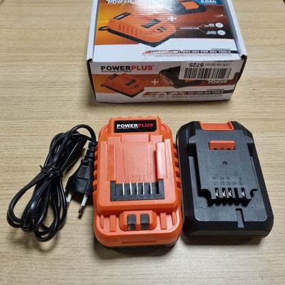 309802 - POWERPLUS Set baterish dhe karikuesi Dual Power POWDP90620, 2.0 Ah, 20 V, për vegla DIY pa tel