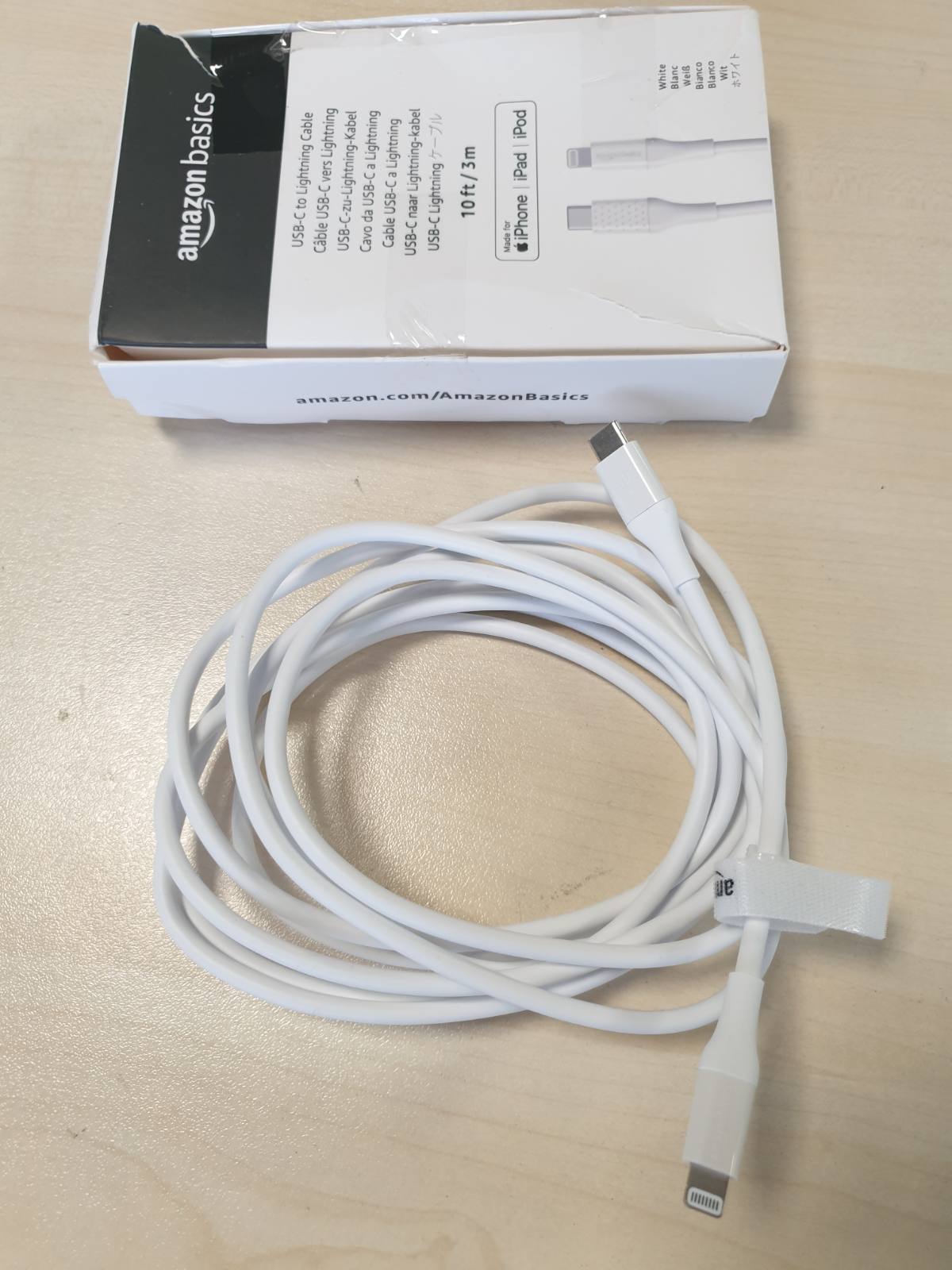 309166 - Amazon Basics Kabllo USB 2.0 Type-C në Lightning (e çertifikuar nga MFi), 3 m, e bardhë