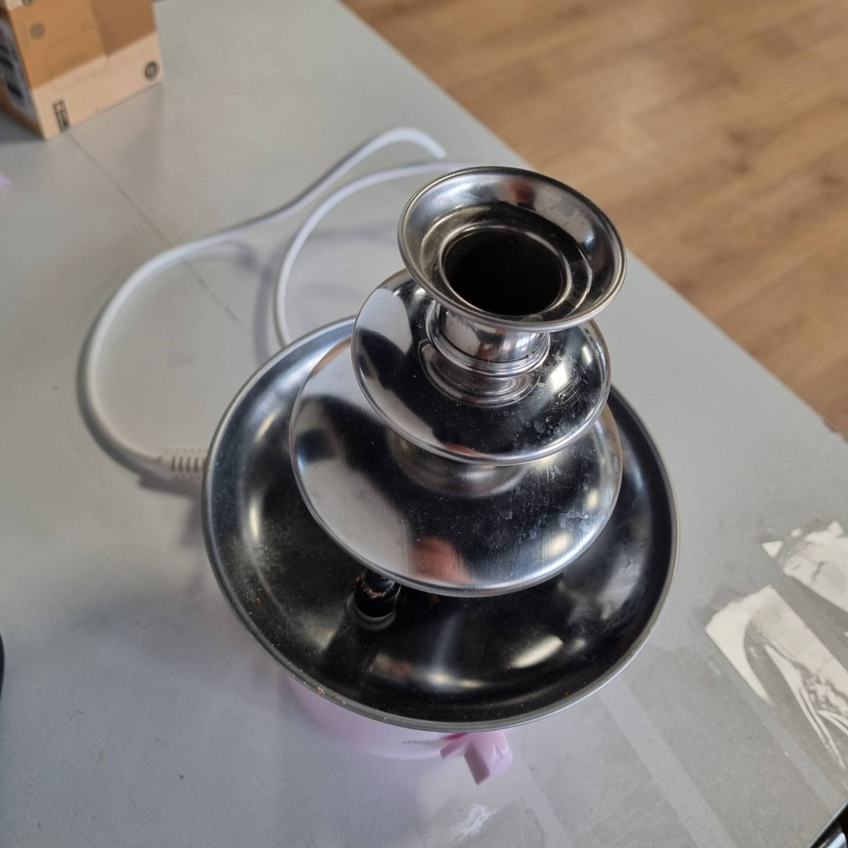 308945 - BESTRON Shatërvan Çokollate me 3 Kate, Shatërvan i Vogël Çokollate me Funksion Mbajtjeje të Ngrohtë, 60 Vat, Rozë