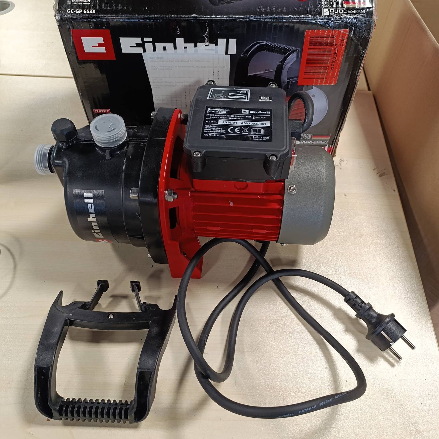 322249 - EINHELL Pompë kopshti GC-GP 6538, 650W, presion 3.6 bar, shpejtësi rrjedhjeje 3800 l/h, vidë mbushjeje dhe kulluese