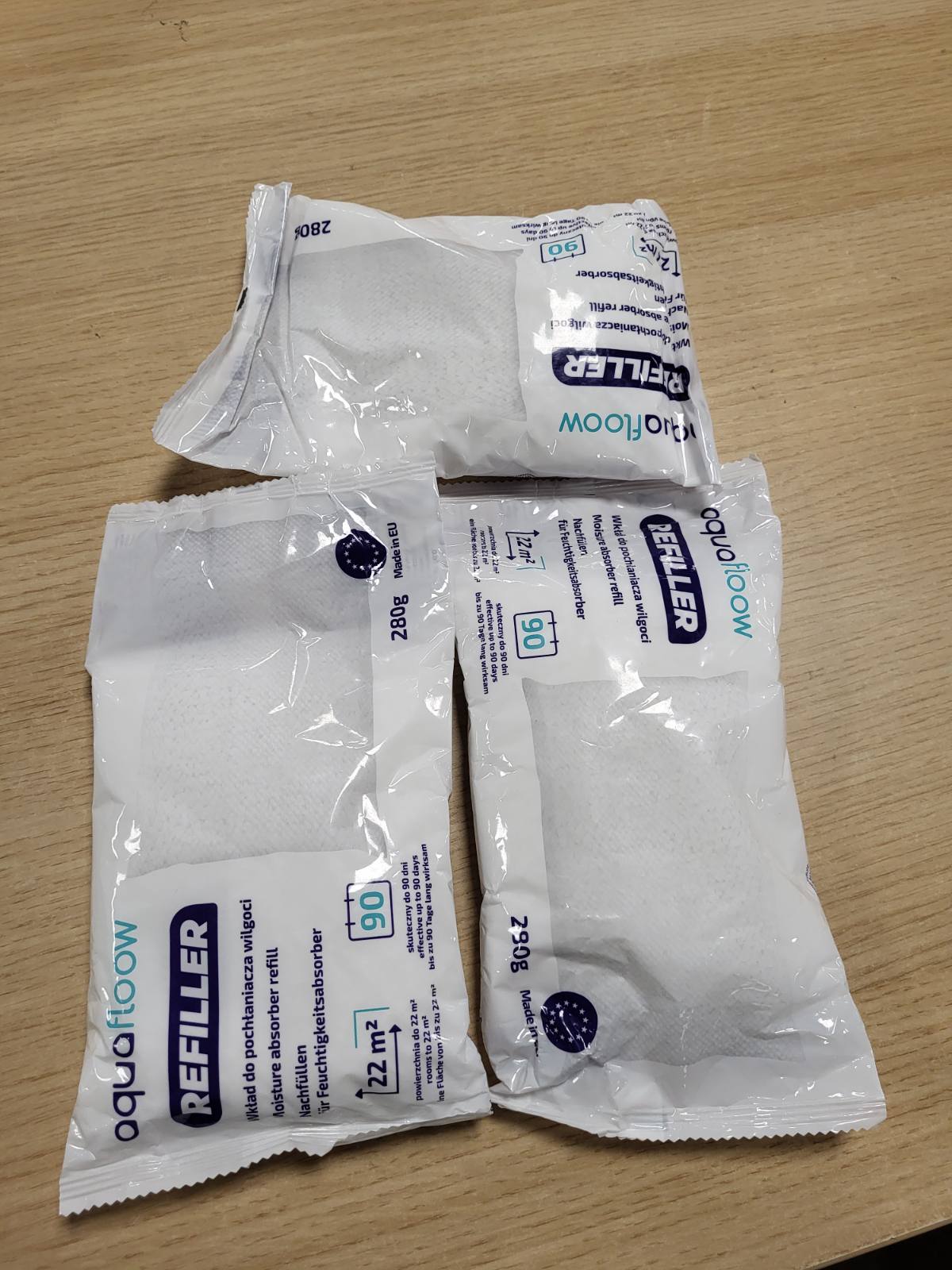 314917 - AQAUAFLOOW Qese Mbushëse 280g për Tharësin e Lagështisë, Paketa me 5, Granula, Parandalon Mykun, Mbron Muret, Eliminon Erërat e Këqija