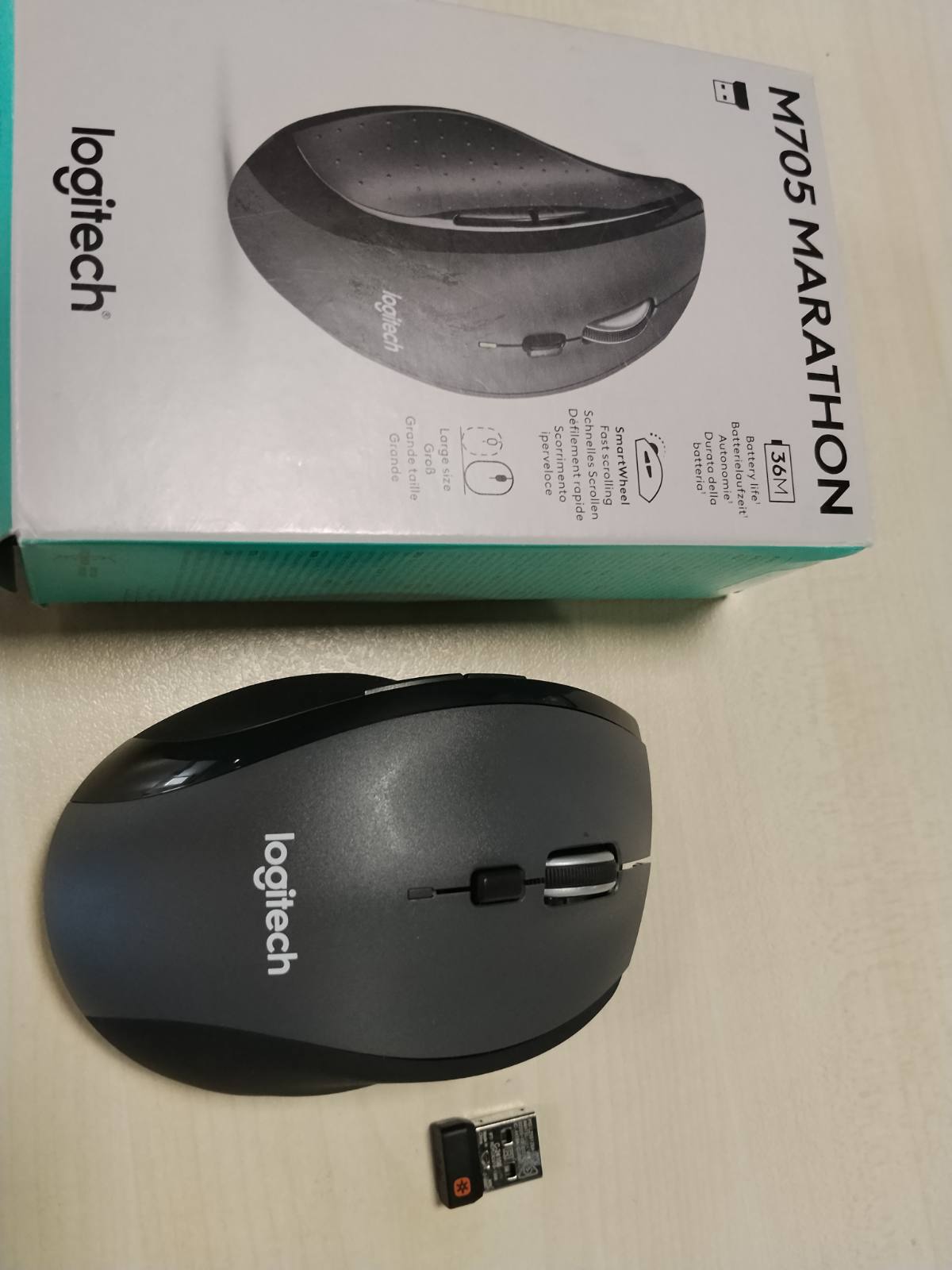 305230 - LOGITECH Maus pa tel M705 Marathon, 2.4 GHz, 1000 DPI, bateri 3-vjeçare - Grafit