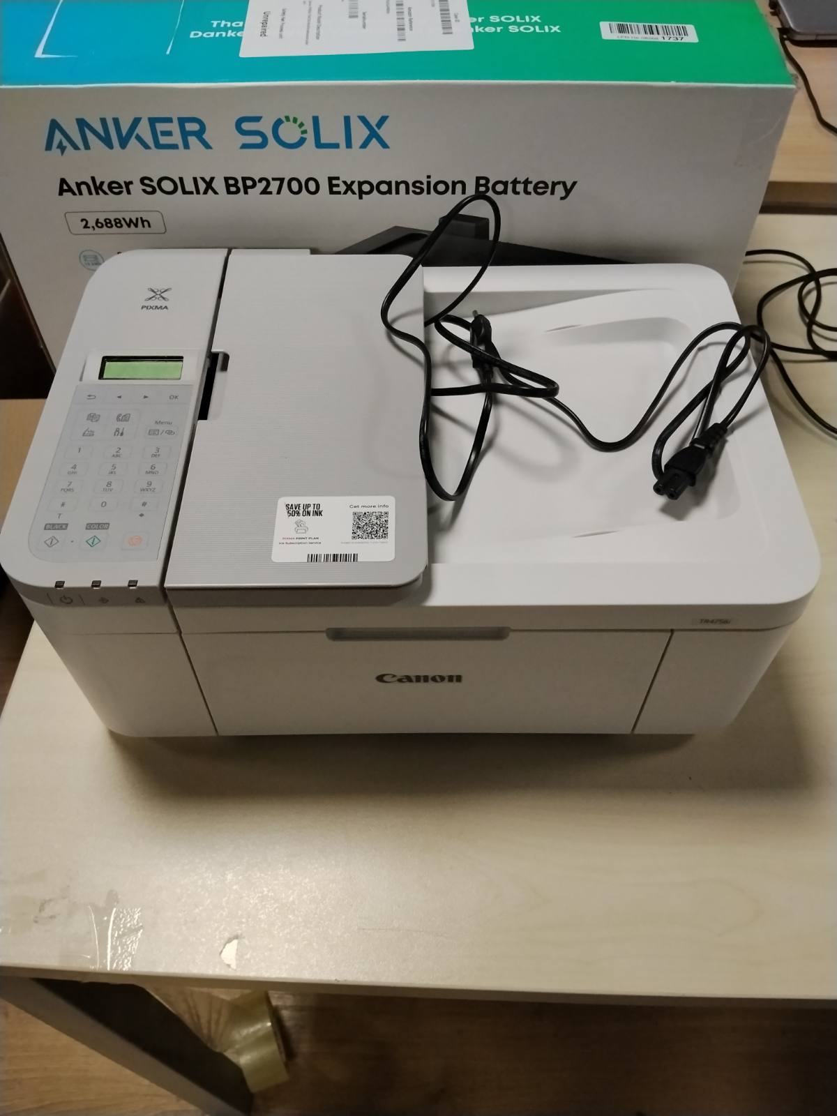 305144 - PRINTER SHUMËFUNKSIONAL CANON PIXMA TR4756I 4-NË-1 (BOJË, PRINTIM, FOTOKOPJIM, SKANIM, FAKS, A4, WI-FI, APPLE AIRPRINT, ADF ME 20 FLETË, PRINTIM DUPLEKS, I PAJTUESHËM ME PLANIN E ABONIMIT TË PRINTIMIT PIXMA) I BARDHË