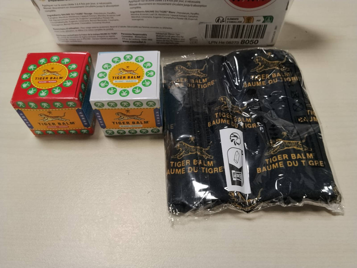 302218 - Balsam Tigri - Set Zbulimi, 1 Balsam i kuq 19g, 1 Balsam i bardhë 19g, 1 shall shumëfunksional falas