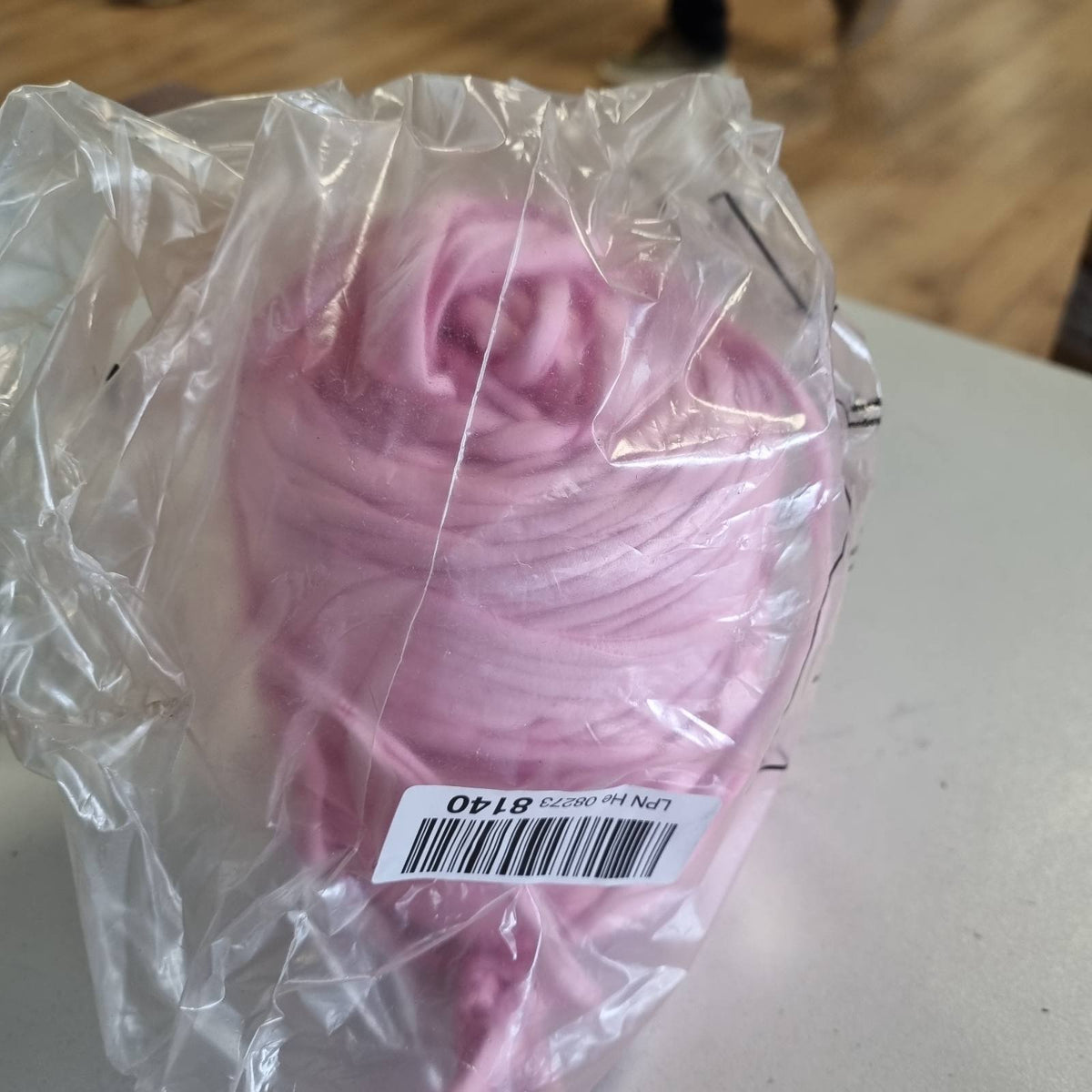 310398 - LEREATI Fije me grep 285g 100m, Fije poliesteri për çanta me grep, thurje pambuk për çanta, shporta, punime artizanale, qilima, batanije (Rozë Princeshe).