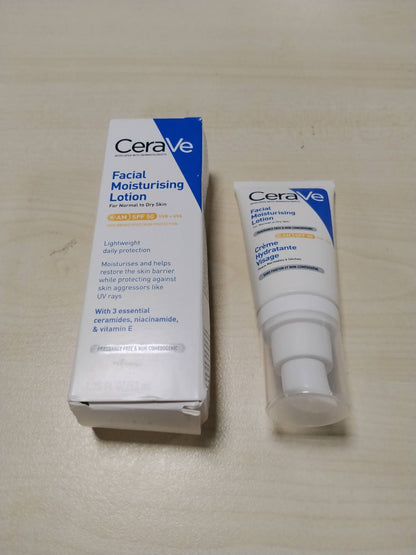 303528 - CeraVe - Krem hidratues për fytyrën SPF50 - 52 ml - Acid hialuronik, Ceramid, Niacinamidë, Vitaminë E - Lëkurë normale deri e thatë