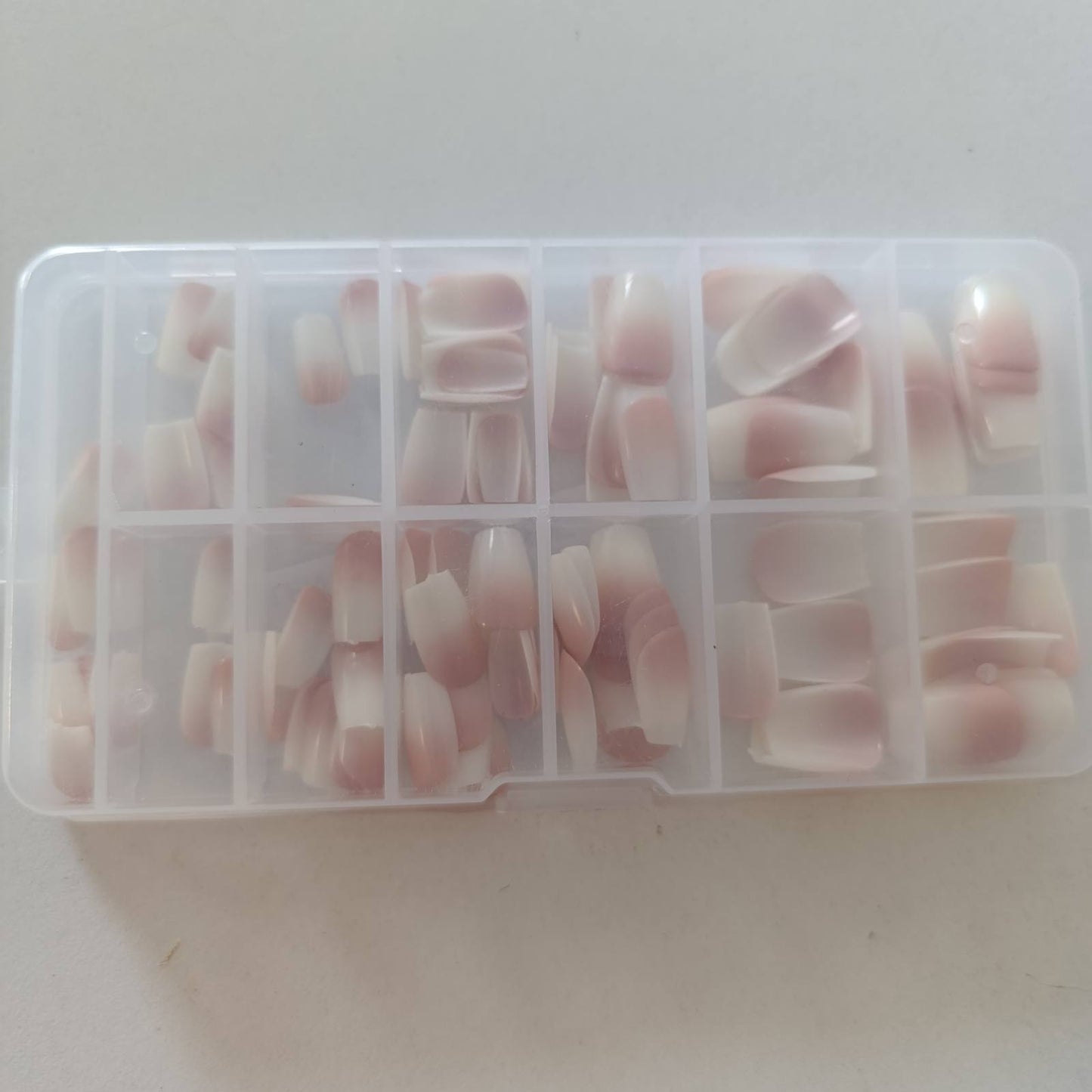322051 - ZAHRVIA Kit për thonj artificialë 120 copë, katrorë të shkurtër Ombre, ngjyrë rozë natyrale