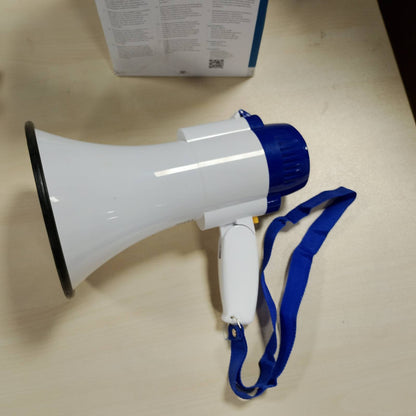 305429 - NEDIS - Megafon me Sirenë Policie, Tifozë për Sportet, Megafon për Fëmijë - Blu dhe e Bardhë