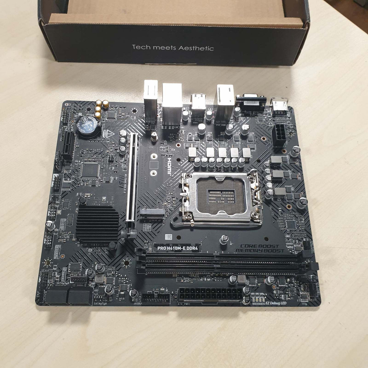 309676 - MSI PRO H610M-E DDR4 PLLAKË AMË, MICRO-ATX - PËR PROCESORË INTEL TË GJENERATËS SË 14-TË, 13-TË DHE 12-TË, LGA 1700 - DDR4 MEMORY BOOST 3200MHZ/MAX, PCIE 4.0 X16, M.2 GEN3