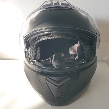 312751 - VINZ SANTOS HELMETË MODULARE ME VIZKË DIELLI - E MIRATUAR ECE 22.06, PËRPUTHSHME ME PINLOCK, MOTOÇIKLETE PËR FYTYRËN E PLOTË, MADHËSITË XS-XXL - E ZEZË MAT