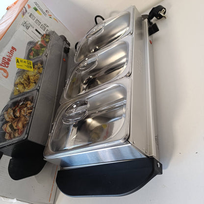 320827 - Tristar - Ngrohëse Bufeje prej Çeliku Inoks, 4.2 L, Termostat i Rregullueshëm, 3 Tabaka Ngrohëse, 200 W, Argjend, BP-6283