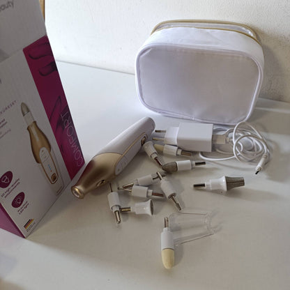 321006 - BEURER Set Manikyr/Pedikyr MP 64, Set Elektrik për Kujdesin e Thonjve, Bateri të Rikarikueshme, 10 Pajisje, Dritë LED, Një Madhësi, E Bardhë dhe e Artë