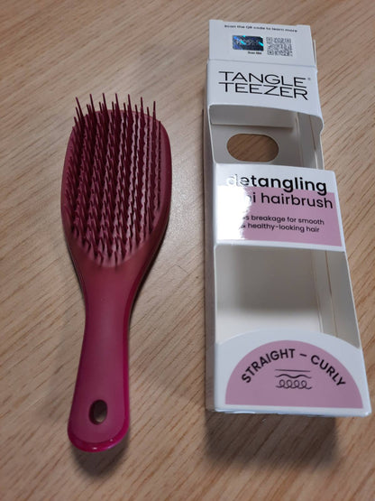 321844 - TANGLE TEEZER Ultimate Detangler i Vogël - 20 cm - Për Flokë të Lagur dhe të Tharë - Furçë Detangler për të Gjitha Llojet e Flokëve - Rozë Mjedre