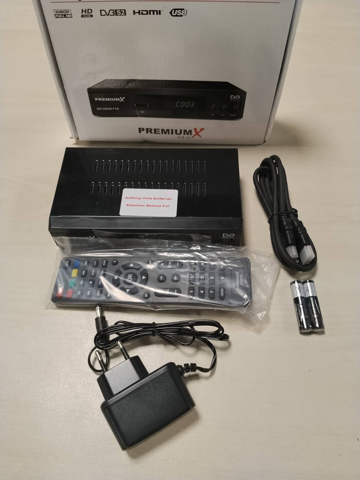 305324 - PREMIUMX Marrës Satelitor HD 520SE FTA, DVB-S2, FullHD, HDMI, SCART, 2X USB, Multimedia Player, Paraprogramuar për Astra dhe Hotbird