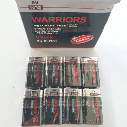 310479 - WARRIORS Bateritë alkaline 8X 9V 6LR61, jetëgjatësi të madhe