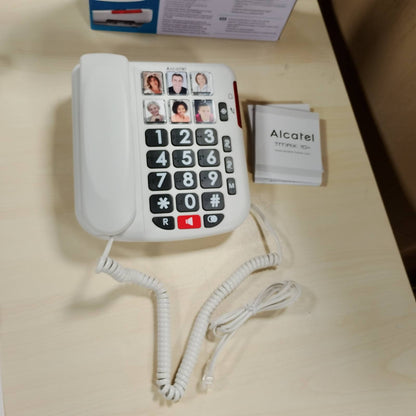 295997 - ALCATEL Telefon fiks me kabëll TMAX 10+ për të moshuar - Butona të mëdhenj, Përmirësim audio, Tastiera fotosh, Pa duar, Dritë treguese thirrjesh, Zilje e lartë, I pajtueshëm me aparate dëgjimi