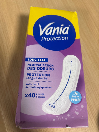290541 - VANIA Mbrojtëse të brendshme Long Fresh Protection (kuti me 40 copë), ultra-thithëse, zonë e zgjatur, aromë e lehtë, kontroll i aromës deri në 12 orë