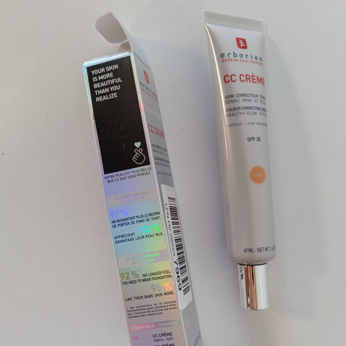 289651 - ERBORIAN Krem CC me Centella Asiatica, Krem dhe Grim për Fytyrën, Mbrojtje nga Dielli SPF 30, Kozmetikë Koreane, 40 ml