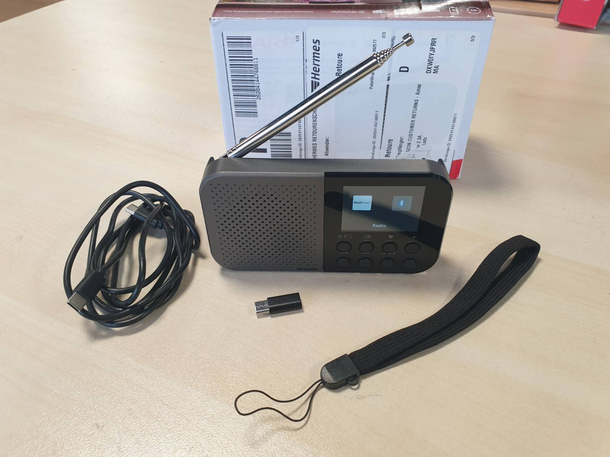 308731 - SHARP Radio Dixhitale Portative DR-P520(GY) Osaka – DAB+, DAB, FM, 120 Parazgjedhje, Bateri e Rikarikueshme, Ngarkim USB-C, Dizajn Kompakt – gri