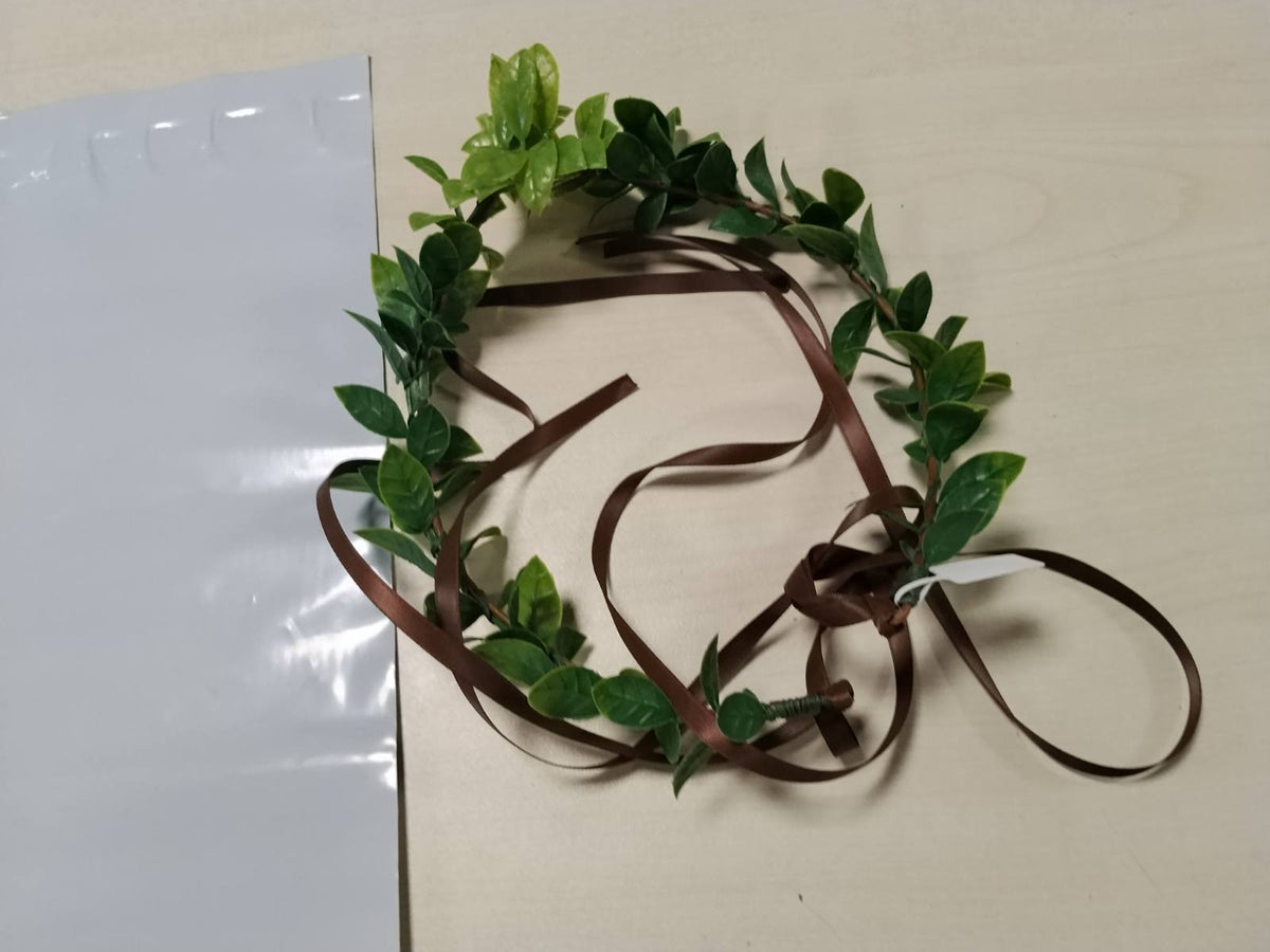 302107 - MOSTORY Kurorë me Gjethe Elfi në Formën e Zanave të Pyllit për Kostume Karnavali për Gra, kurorë dafine e gjelbër e punuar me dorë për dasma dhe cosplay