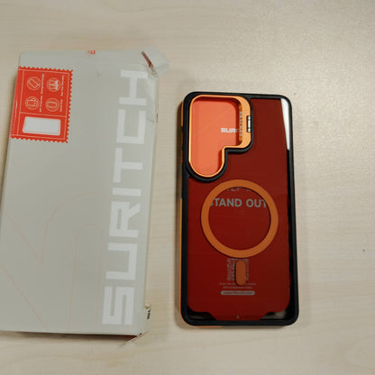 305472 - RILBIB Mbështjellës magnetik për Samsung Galaxy S26 Ultra 5G, Mbulesë me Mbështetëse Rrotulluese të Padukshme, Mbrojtëse 360°, Portokalli