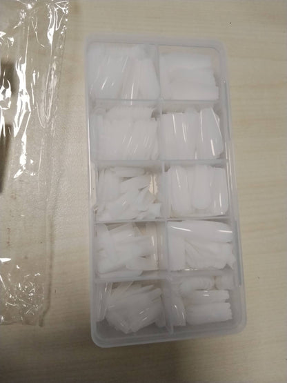 322049 - Carehabi Maja për thonj 500 copë, akrilik, me kuti ruajtjeje, 10 madhësi (e bardhë)