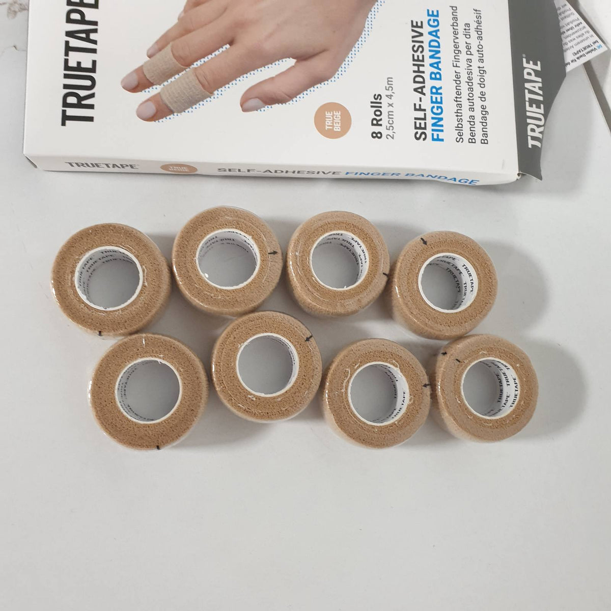 306947 - TRUETAPE® Fletë për gishtat 8 rrotulla 2.5cm x 4.5m ngjyrë bezhë