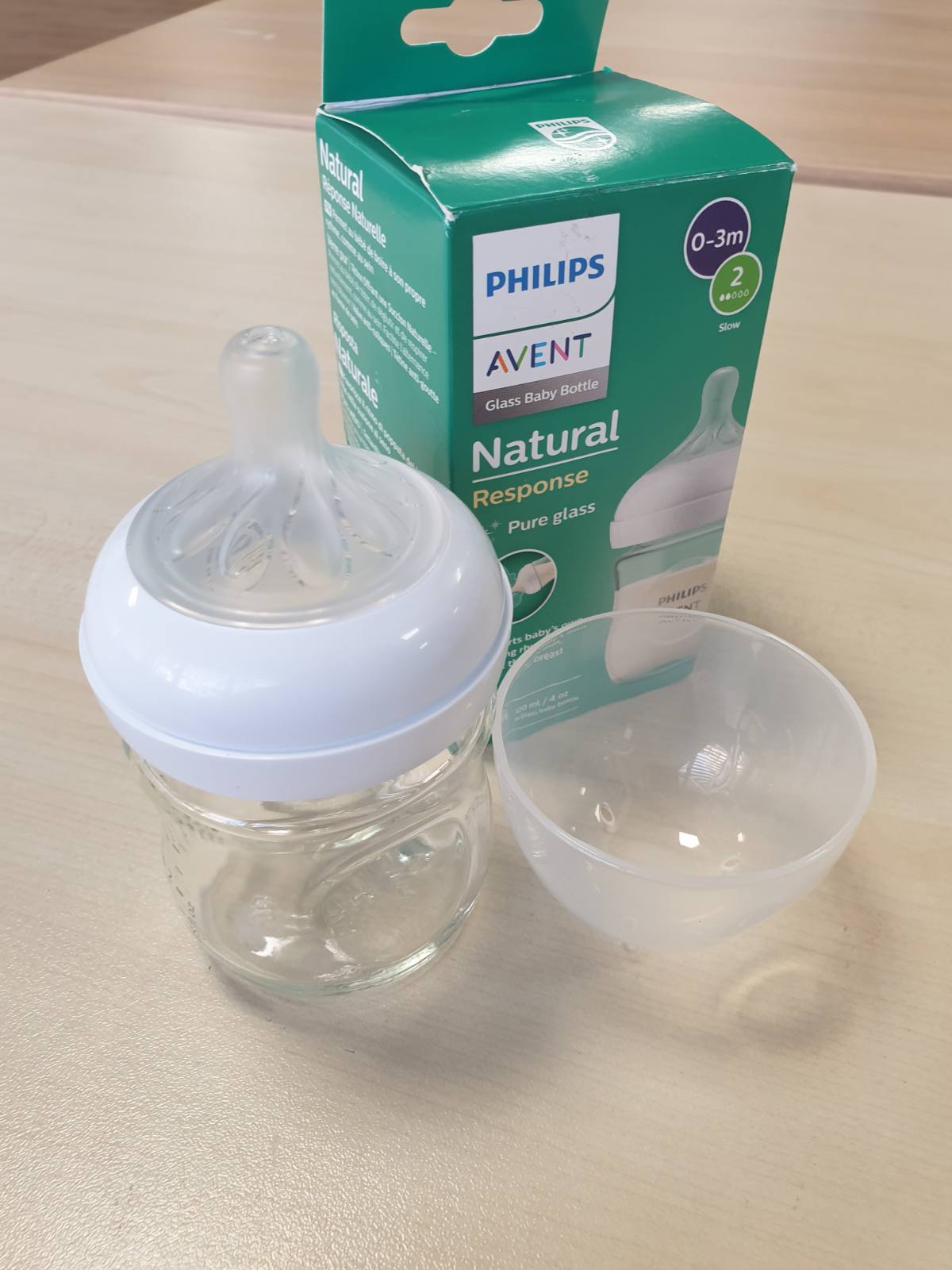 321721 - PHILIPS AVENT Shishe qelqi për foshnje Natural Response - 120 ml - Pa BPA - Për foshnje nga 0 muajsh (Modeli SCY930/01)