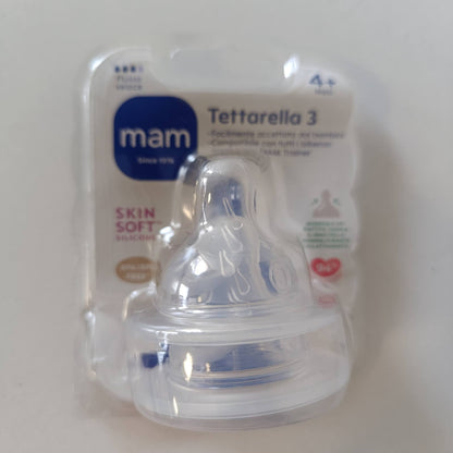 322024 - MAM Thithë Madhësia 3 (Set prej 2 copësh), Për ushqyerjen me gji nga 4+ muajsh