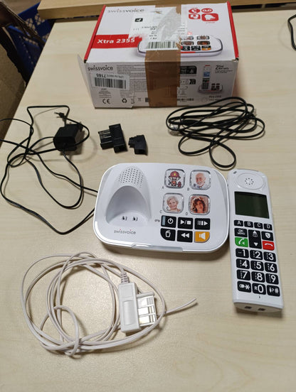 308706 - SWISSVOICE Xtra 2355, DECT, Telefon fiks pa tel, Butona të mëdhenj, Sekretari telefonike, Përmirësim audio, I pajtueshëm me aparat dëgjimi, Bllokim thirrjesh, I bardhë
