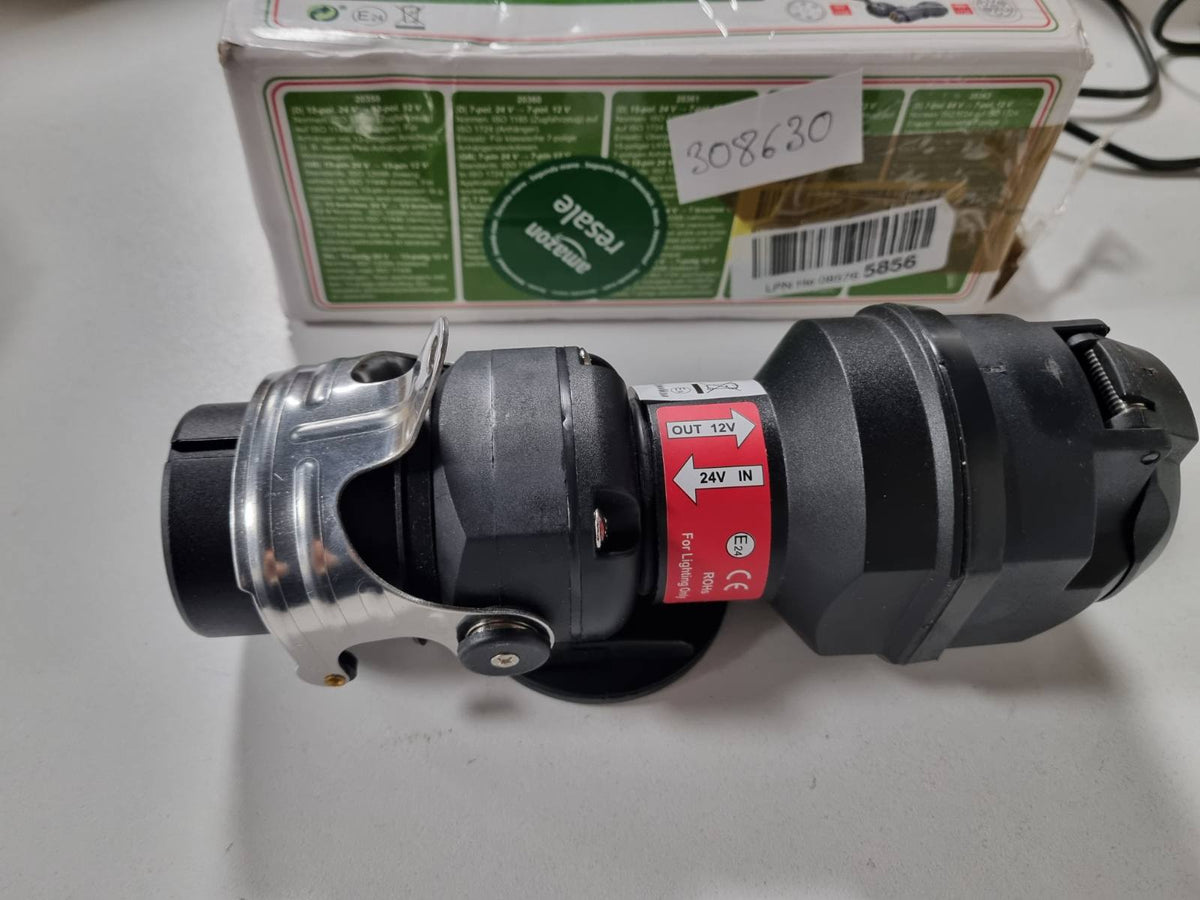 308630 - BERGER & SCHRÖTER, Përshtatës konvertues tensioni 7-pin 24V në 7-pin 12V, ISO 1724, reduktues tensioni