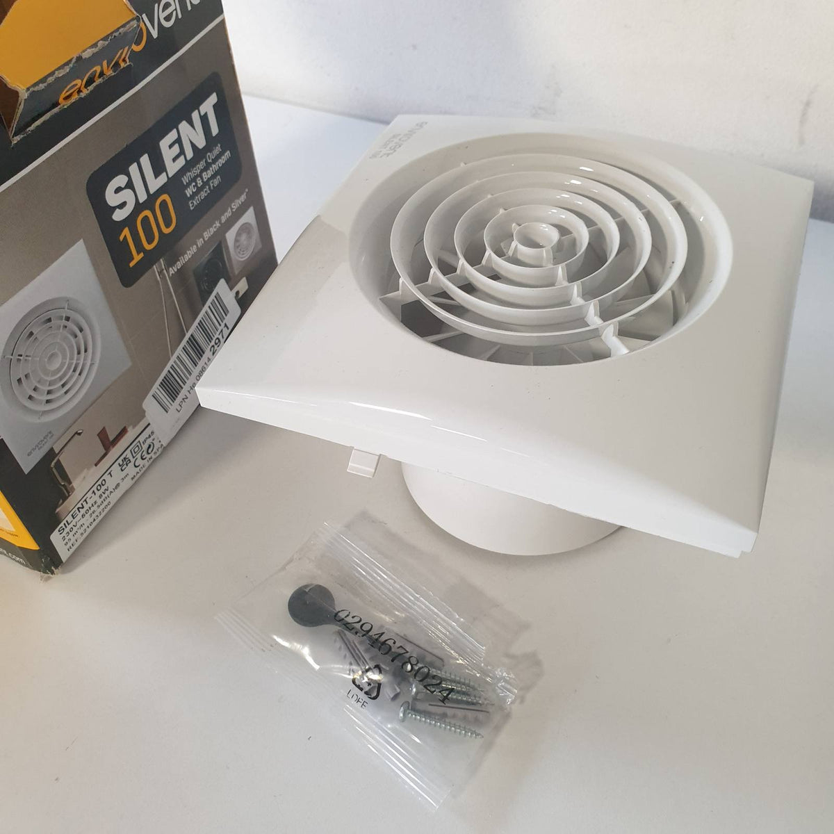 312661 - Envirovent Ventilator shkarkimi aksial i heshtur SIL100T Silent-100T Model me kohëmatës 100mm / 4" (i bardhë)