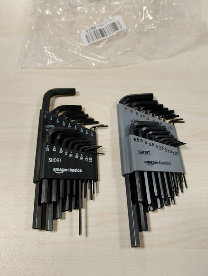 314767 - AMAZON BASICS Set çelësash gjashtëkëndësh me 36 pjesë, çelik krom vanadiumi, madhësi metrike dhe perandorake, për biçikleta, montim mobiljesh, makina dhe punime 'bëje vetë'