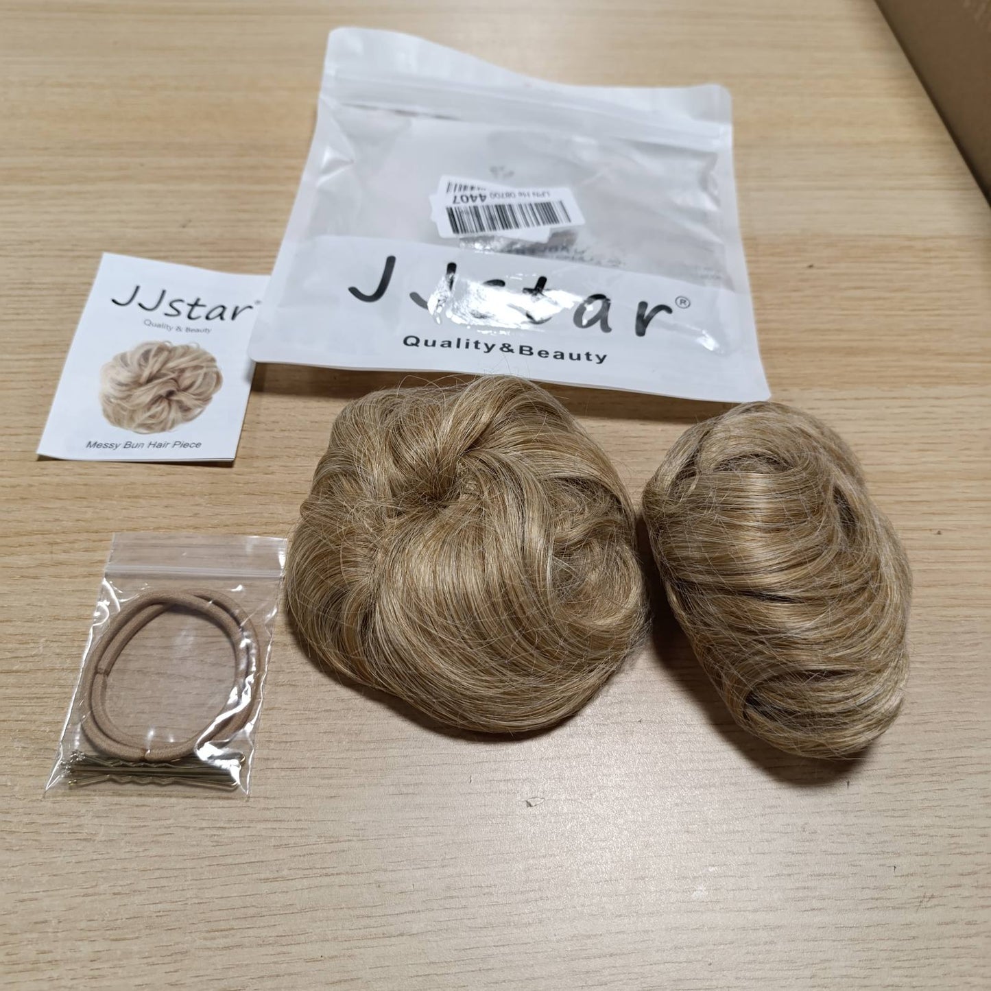 289961 - JJSTAR Paruker me 2 pjesë me brez elastik, Paruker topuz, Lidhëse flokësh kaçurrela, Parukerë të çrregullt topuz për gra dhe vajza, Bisht kali